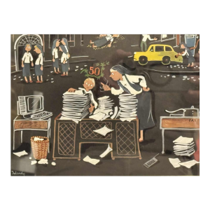 Marie-Louise BATARDY “Herinneringen” gouache op papier, origineel werk, ca 1980