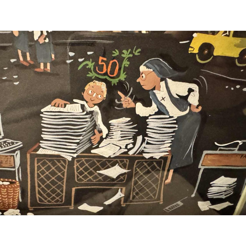 Marie-Louise BATARDY ‘Memories’ gouache on paper, original work, ca 1980