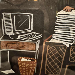 Marie-Louise BATARDY « Souvenirs » gouache sur papier, uvre originale, ca 1980