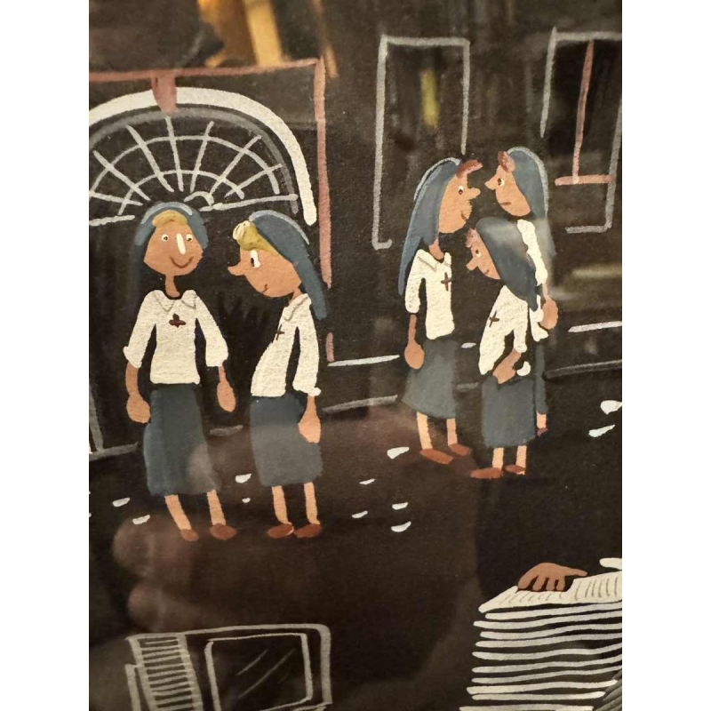 Marie-Louise BATARDY « Souvenirs » gouache sur papier, uvre originale, ca 1980