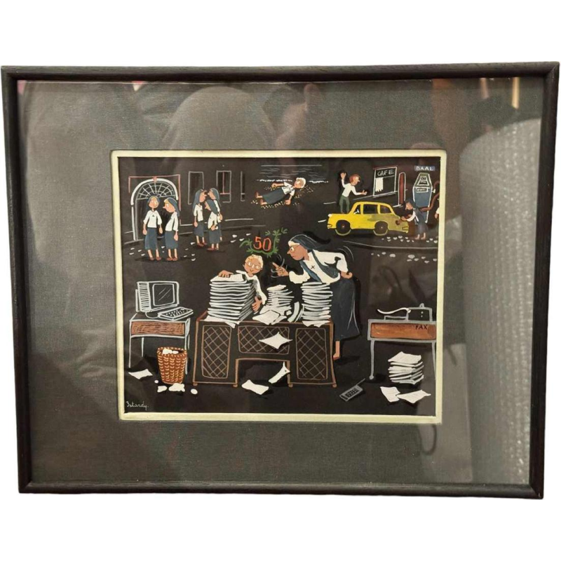 Marie-Louise BATARDY « Souvenirs » gouache sur papier, uvre originale, ca 1980