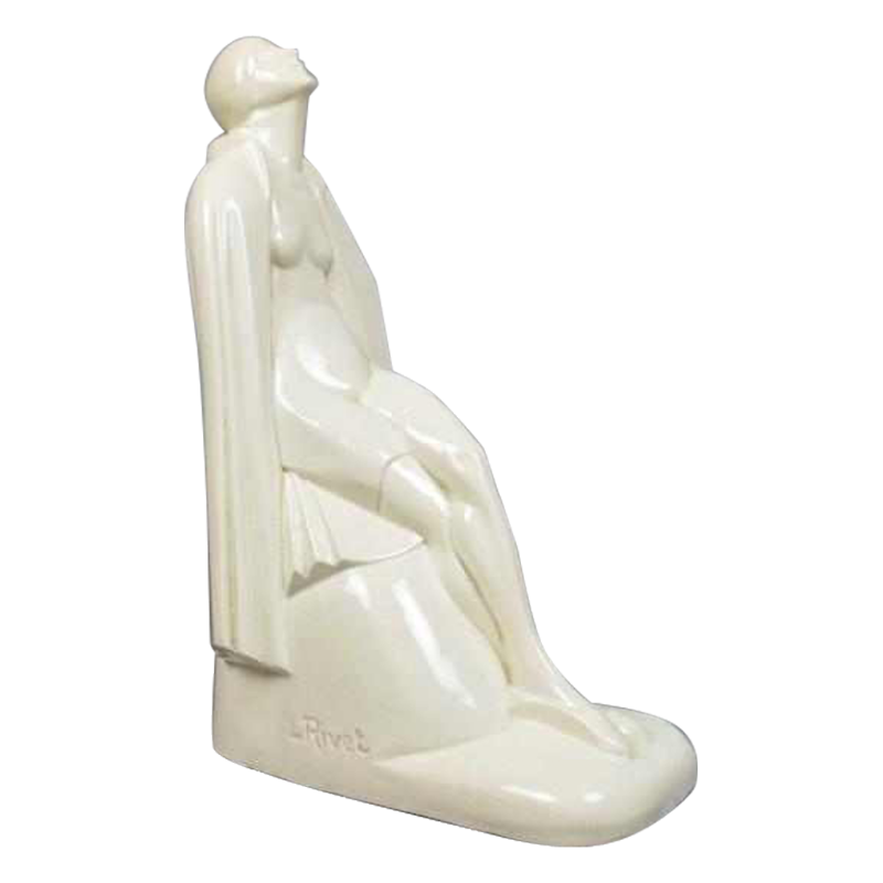 Louis Rivet sculpture en céramique craquelée 1930 "Sortie de bains"