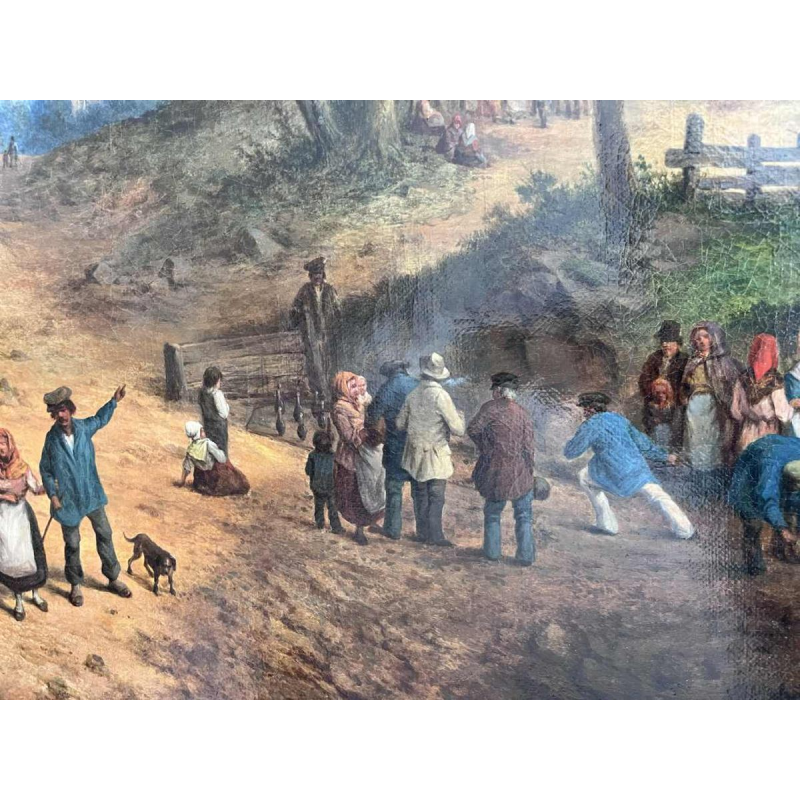 Michel T. A. Van Cuyck Panorama du village (Grez-Doiceau?) huile su toile 1859