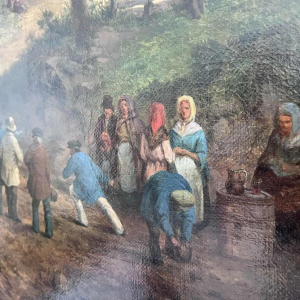 Michel T. A. Van Cuyck Panorama du village (Grez-Doiceau?) huile su toile 1859