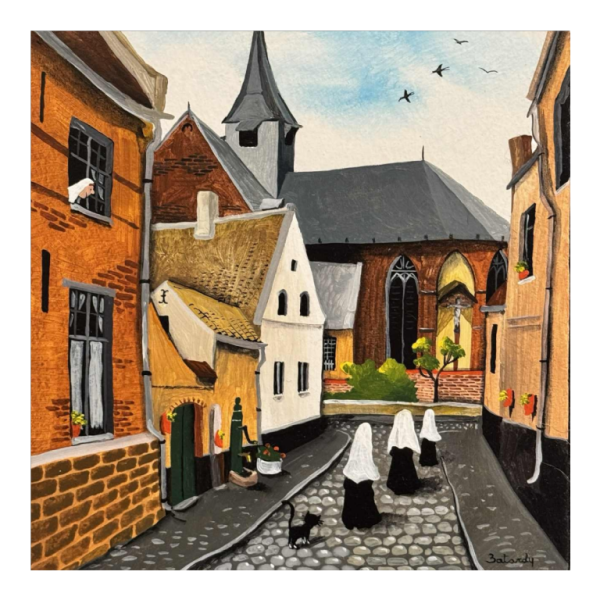 Marie-Louise BATARDY Béguinage de Diest II' peinture huile