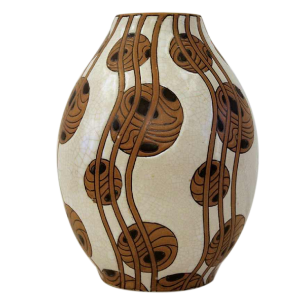 SOLD.Vase en grès Boch frères la Louvière Charles Catteau décor 769 Forme 901