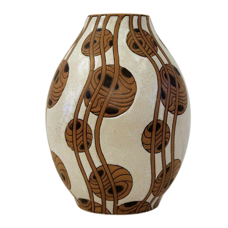SOLD.Vase en grès Boch frères la Louvière Charles Catteau décor 769 Forme 901