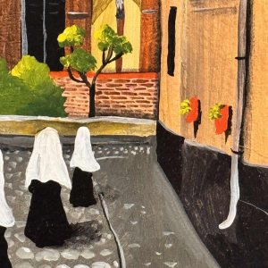 Marie-Louise BATARDY Béguinage de Diest II' peinture huile