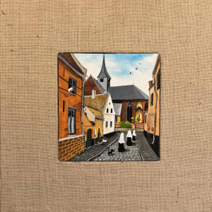 Marie-Louise BATARDY Béguinage de Diest II' peinture huile