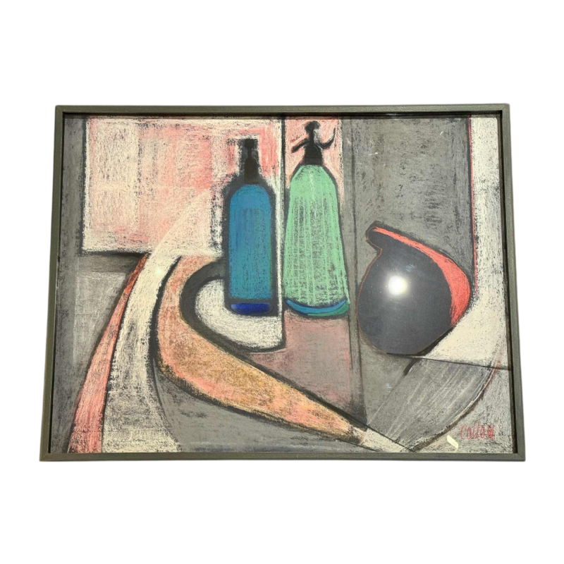 Odette COLLON: « Abstraction et syphons » pastel, tableau abstrait