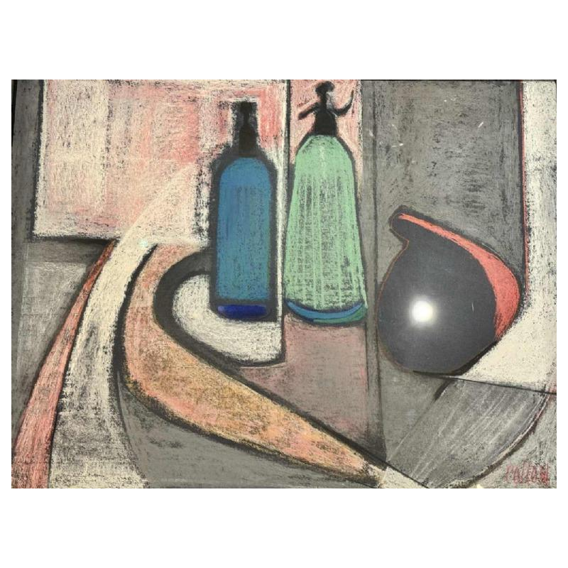 Odette COLLON: « Abstraction et syphons » pastel, tableau abstrait