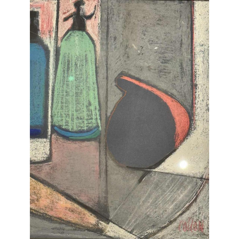 Odette COLLON: "Abstraction and syphons" pastel, abstract painting