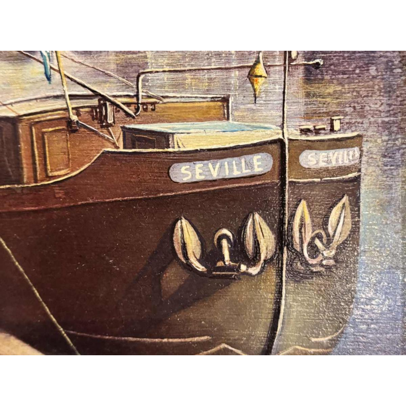 Olivier Henri BOSERET " Namen, de oevers van de Maas en de Jambes-brug" schilderij olie op paneel