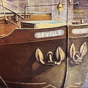 Olivier Henri BOSERET "Namur, the banks of the Meuse and the Jambes bridge" painting oil on board