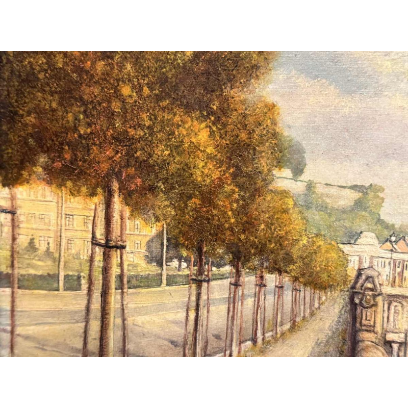 Olivier Henri BOSERET "Namur, the banks of the Meuse and the Jambes bridge" painting oil on board