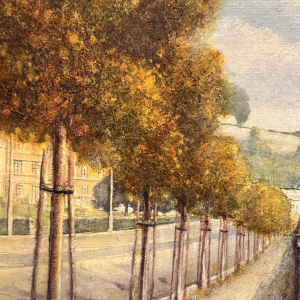 Olivier Henri BOSERET " Namen, de oevers van de Maas en de Jambes-brug" schilderij olie op paneel