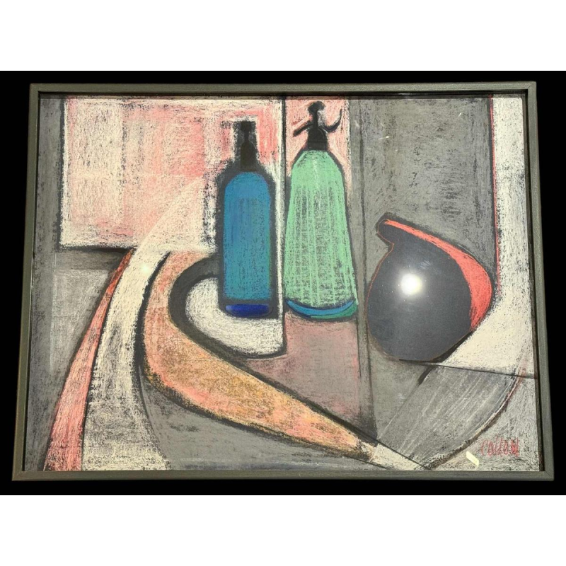 Odette COLLON: « Abstraction et syphons » pastel, tableau abstrait
