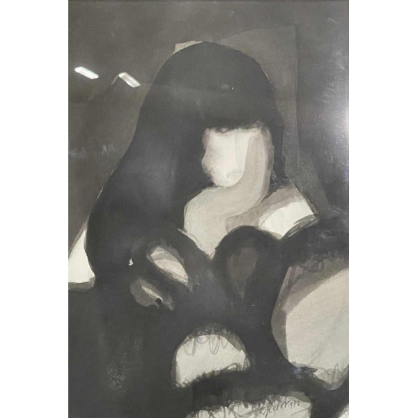 Luc PEROT (1922-1985) huile diluée sur papier