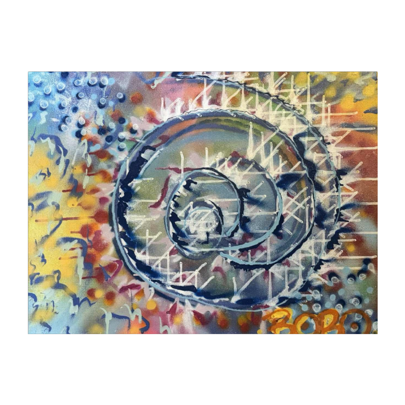 Peinture acrylique sur toile, art urbain, tableau signé BOBO ( artiste à identifier)