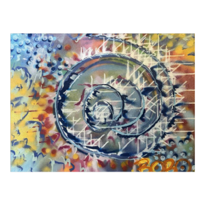 Peinture acrylique sur toile, art urbain, tableau signé BOBO ( artiste à identifier)