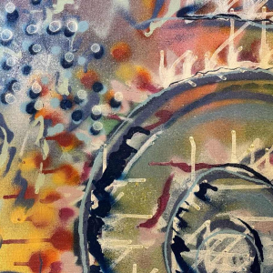 Peinture acrylique sur toile, art urbain, tableau signé BOBO ( artiste à identifier)