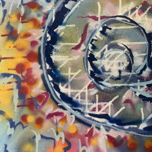 Acrylschilderij op canvas, urban art, gesigneerd BOBO (kunstenaar te identificeren)