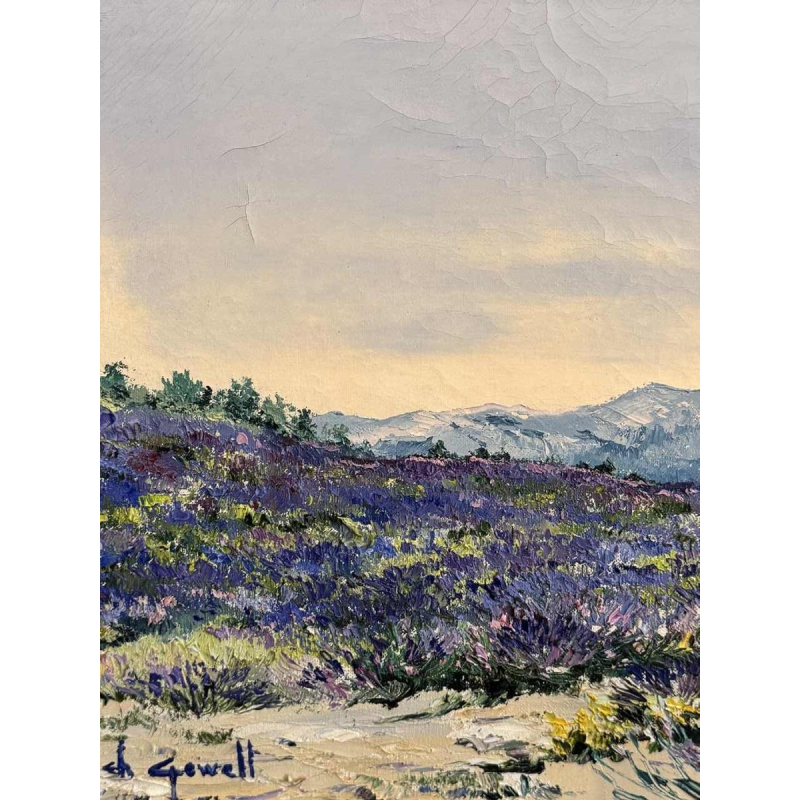 Christiane GEWELT « Les lavandes du plateau des CLAPAREDES » peinture huile sur toile
