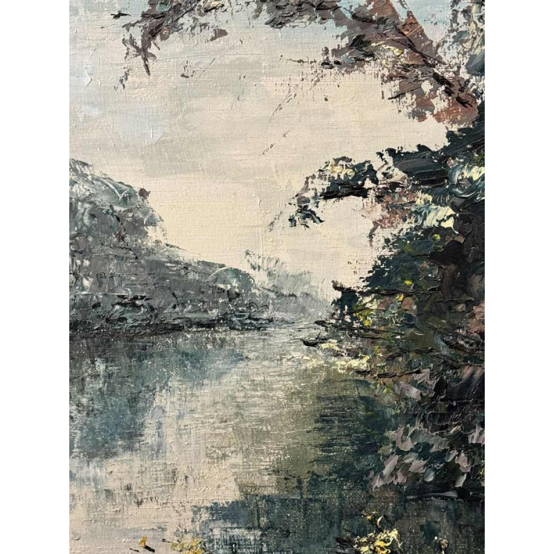 Marie-Jeanne GILLES « Rivière en Ardenne » peinture huile sur toile