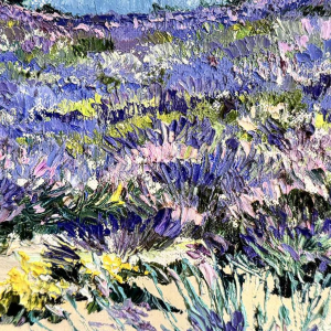 Christiane GEWELT « The lavenders of the CLAPAREDES plateau » painting oil on canvas