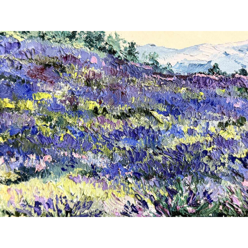 Christiane GEWELT « The lavenders of the CLAPAREDES plateau » painting oil on canvas