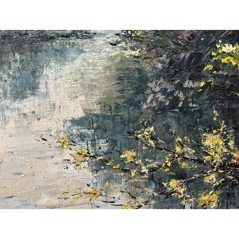 Marie-Jeanne GILLES "Rivière en Ardenne" oil on canvas