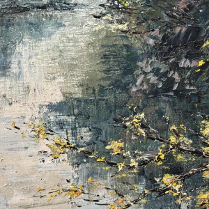 Marie-Jeanne GILLES "Rivier in de Ardennen" olieverf op doek