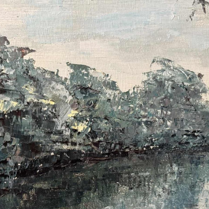 Marie-Jeanne GILLES "Rivière en Ardenne" oil on canvas