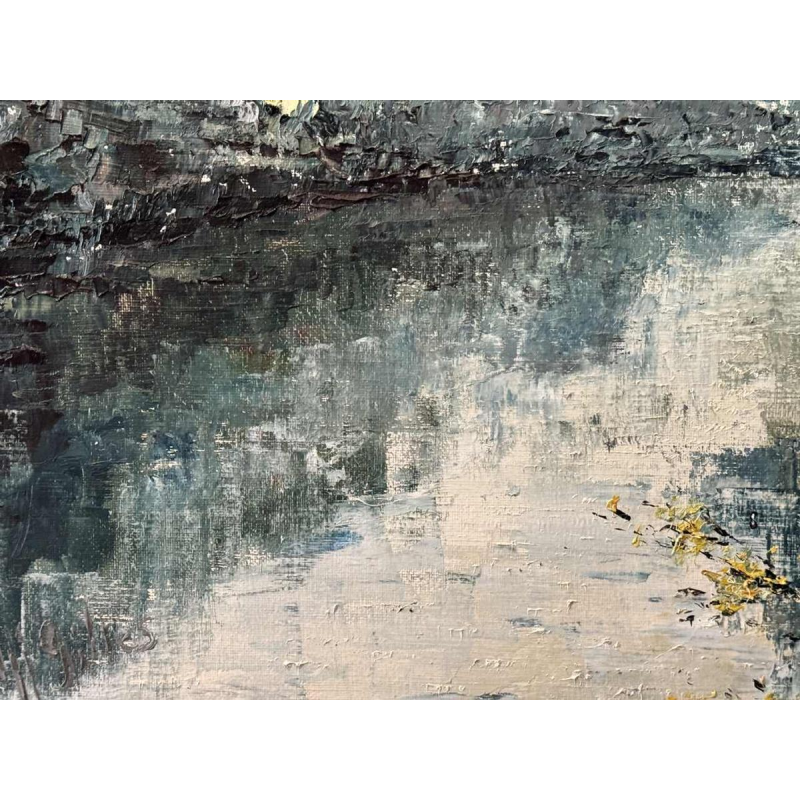Marie-Jeanne GILLES « Rivière en Ardenne » peinture huile sur toile