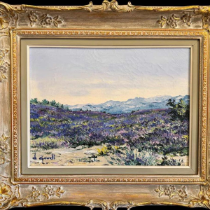 Christiane GEWELT « The lavenders of the CLAPAREDES plateau » painting oil on canvas