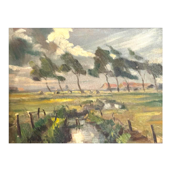 René WILHEM "Country landscape" painting oil on canvas