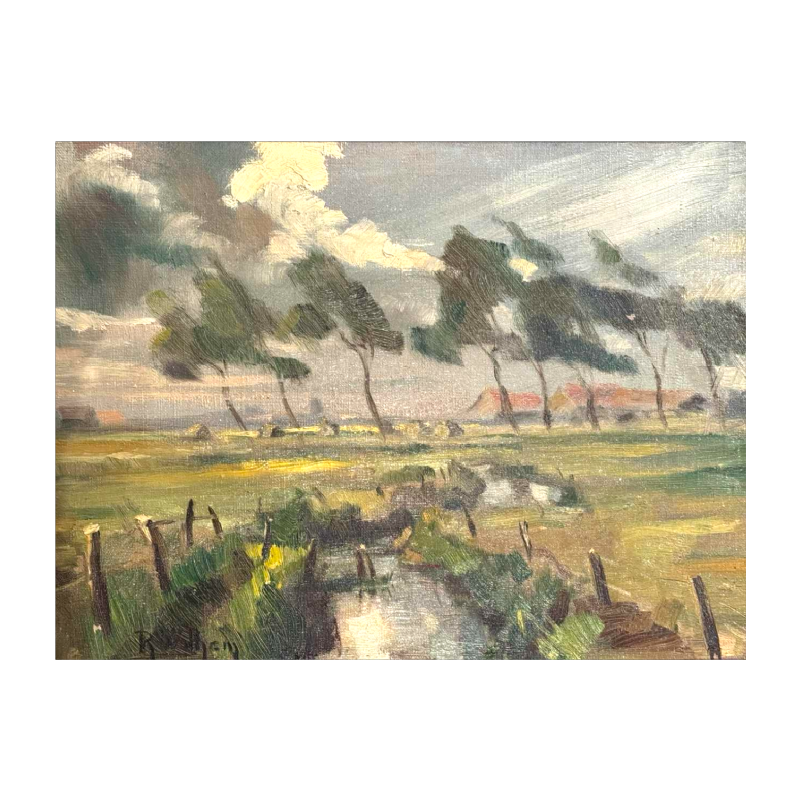 René WILHEM « Paysage campagnard » peinture huile sur toile