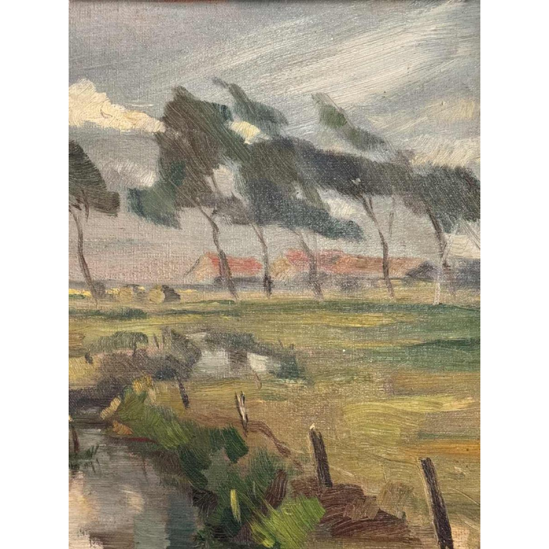 René WILHEM " Landschap " schilderij olieverf op doek
