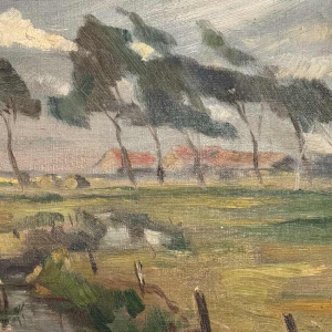 René WILHEM " Landschap " schilderij olieverf op doek