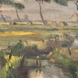 René WILHEM " Landschap " schilderij olieverf op doek