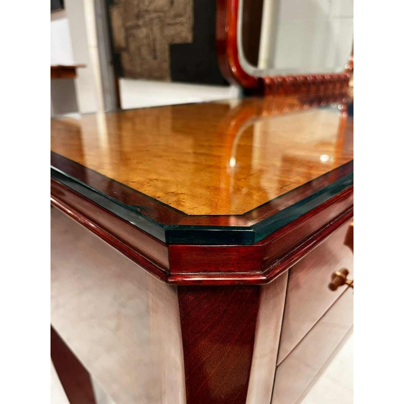 Charles Van Beerleire, Art Deco dressing table or console in mahogany, bird's eye maple and bronze, ca 1935