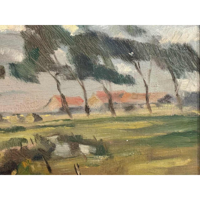 René WILHEM " Landschap " schilderij olieverf op doek