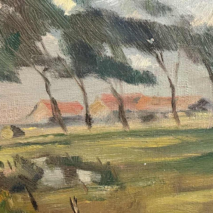 René WILHEM " Landschap " schilderij olieverf op doek