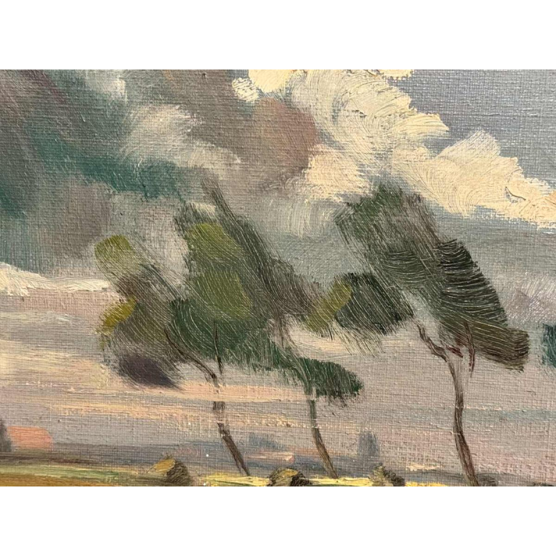 René WILHEM " Landschap " schilderij olieverf op doek