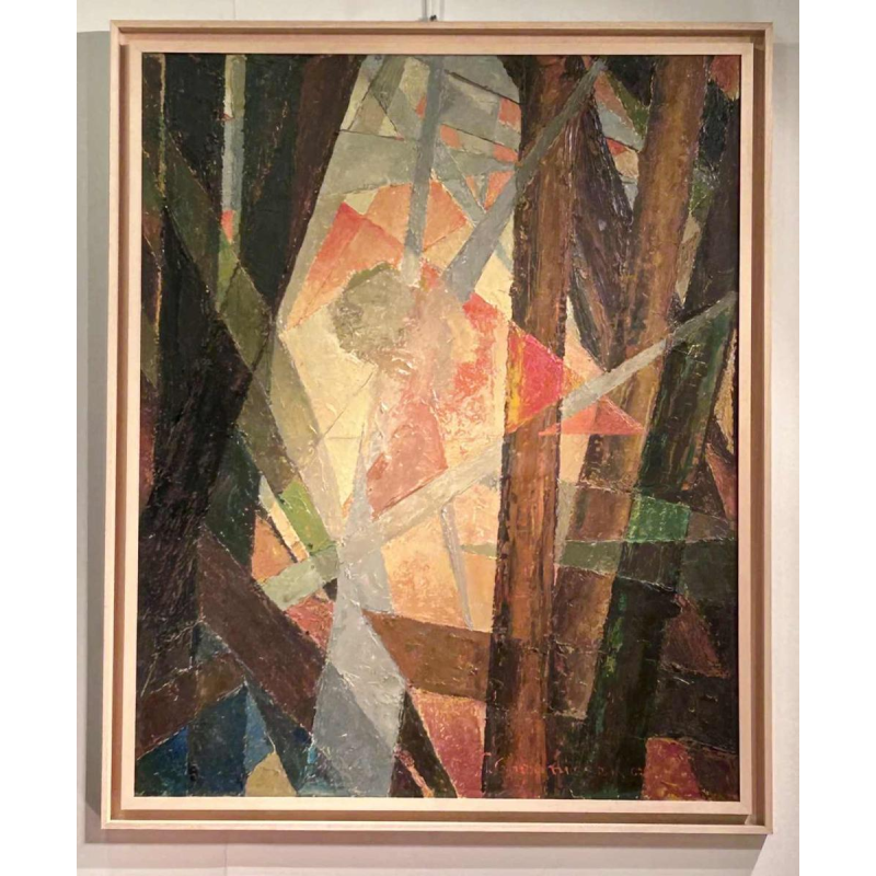 Paule Theunissen « Composition abstraite » peinture huile sur panneau, 1962