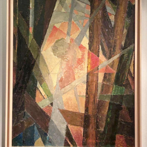 Paule Theunissen " Abstracte compositie " olieverf op paneel, 1962