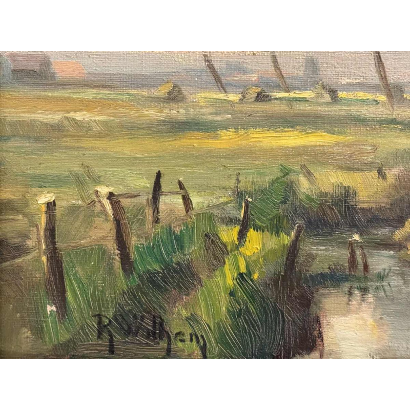 René WILHEM " Landschap " schilderij olieverf op doek