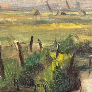 René WILHEM " Landschap " schilderij olieverf op doek