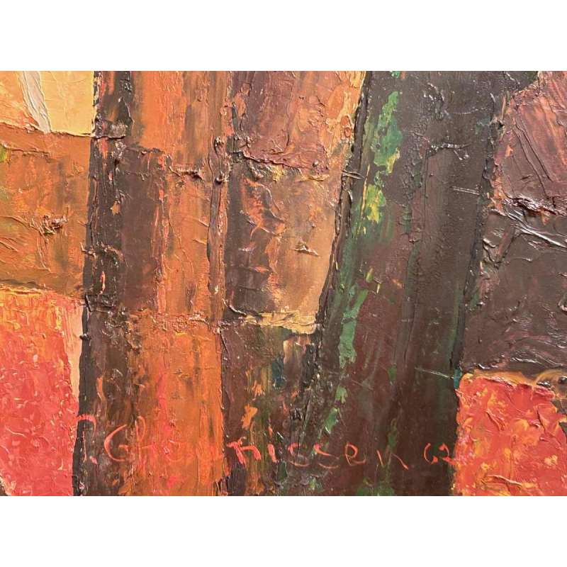 Paule Theunissen " Abstracte compositie " olieverf op paneel, 1962