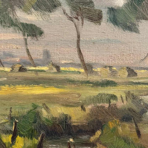 René WILHEM " Landschap " schilderij olieverf op doek